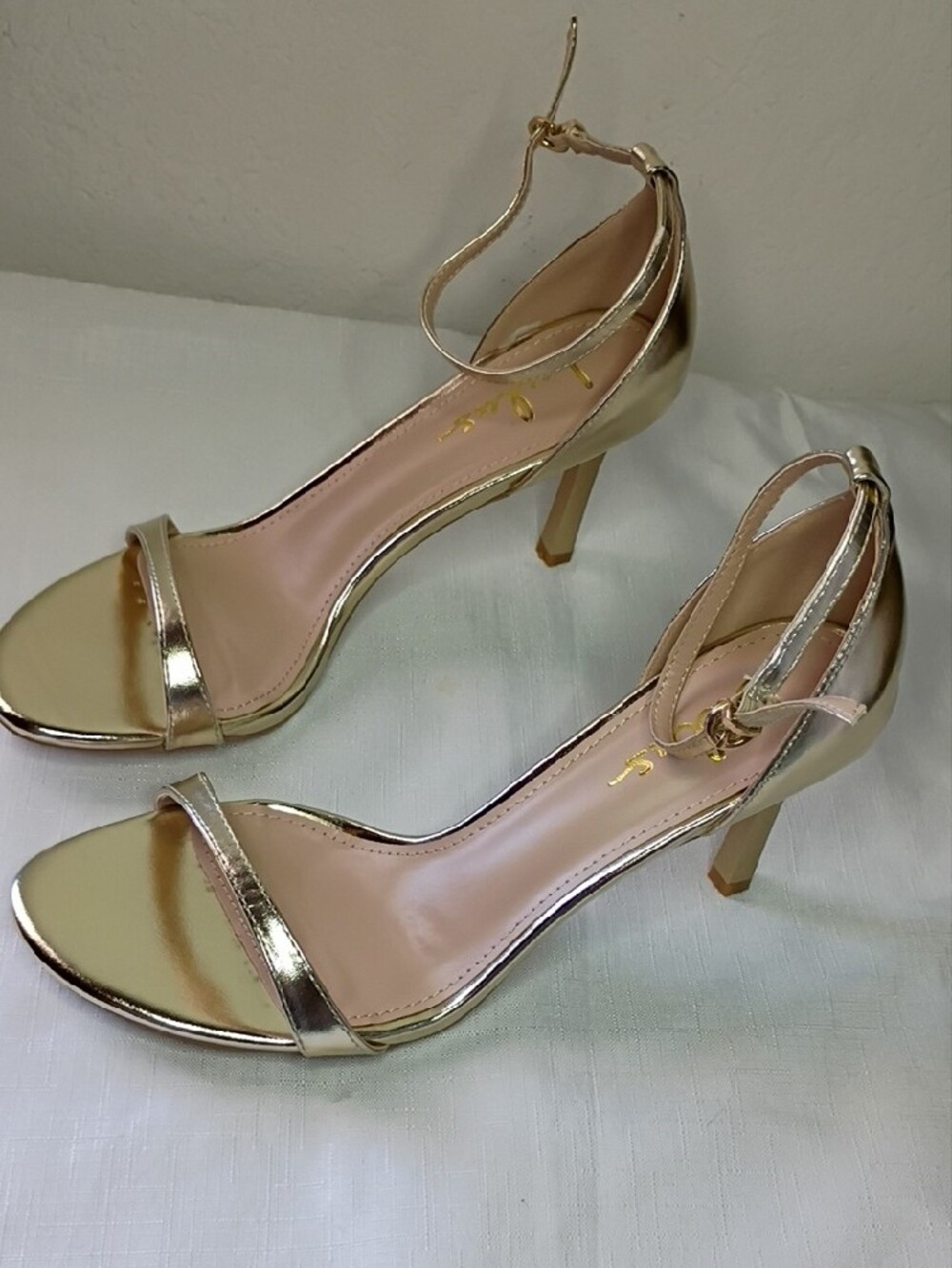 Lulus Gold Ankle-Strap High Heel Sandals Size 8.5 - Picture 5 of 11